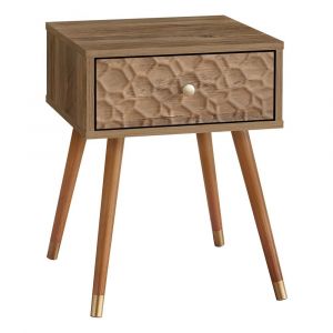 Monarch Specialties - Accent Table, Side, End, Nightstand, Lamp, Storage Drawer, Living Room, Bedroom, Wood Legs, Laminate, Walnut, Mid Century - I-2837