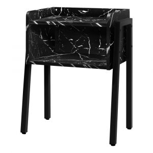 Monarch Specialties - Accent Table, Side, End, Nightstand, Lamp, Living Room, Bedroom, Metal, Laminate, Black Marble Look, Contemporary, Modern - I-3590