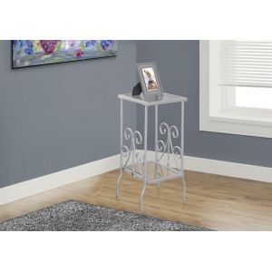 Monarch Specialties - Accent Table, Side, End, Nightstand, Lamp, Living Room, Bedroom, Metal, Tempered Glass, Grey, Transitional - I-3158