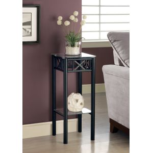 Monarch Specialties - Accent Table, Side, End, Plant Stand, Square, Living Room, Bedroom, Metal, Tempered Glass, Black, Transitional - I-3078