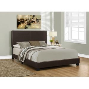 Monarch Specialties - Bed, Queen Size, Platform, Bedroom, Frame, Upholstered, Pu Leather Look, Wood Legs, Brown, Transitional - I-5910Q