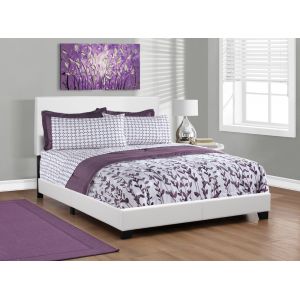 Monarch Specialties - Bed, Queen Size, Platform, Bedroom, Frame, Upholstered, Pu Leather Look, Wood Legs, White, Transitional - I-5911Q