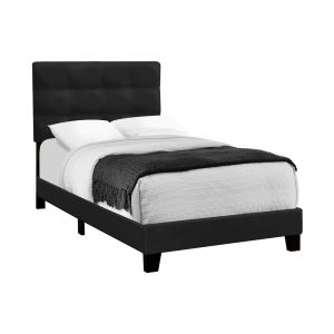 Monarch Specialties - Bed, Twin Size, Upholstered, Bedroom, Frame Only, Youth, Teen, Juvenile, Black Velvet, Transitional - I 5924T