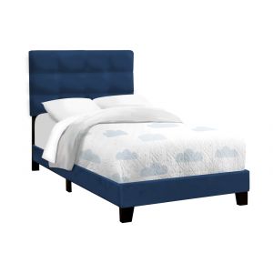 Monarch Specialties - Bed, Twin Size, Upholstered, Bedroom, Frame Only, Youth, Teen, Juvenile, Blue Velvet, Transitional - I 5918T