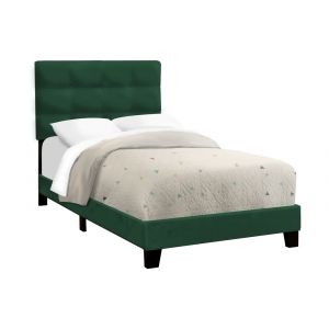 Monarch Specialties - Bed, Twin Size, Upholstered, Bedroom, Frame Only, Youth, Teen, Juvenile, Green Velvet, Transitional - I 5917T