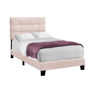 Monarch Specialties - Bed, Twin Size, Upholstered, Bedroom, Frame Only, Youth, Teen, Juvenile, Pink Velvet, Transitional - I 5916T