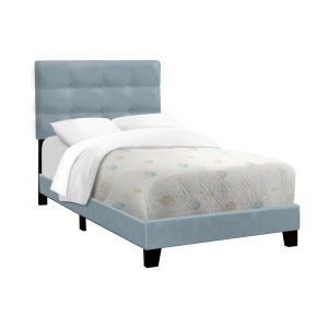 Monarch Specialties - Bed, Twin Size, Upholstered, Bedroom, Frame Only, Youth, Teen, Juvenile, Light Blue Velvet, Transitional - I 5919T