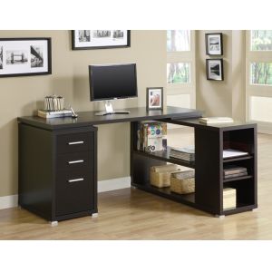 Monarch Specialties - Computer Desk, Home Office, Corner, Left, Right Set-Up, Storage Drawers, L Shape, Work, Laptop, Laminate, Brown, Contemporary, Modern - I-7019