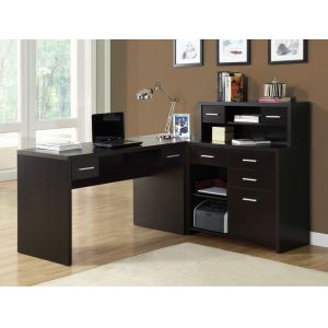 Monarch Specialties - Computer Desk, Home Office, Corner, Left, Right Set-Up, Storage Drawers, L Shape, Work, Laptop, Laminate, Brown, Contemporary, Modern - I-7018