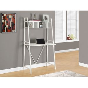 Monarch Specialties - Computer Desk, Home Office, Laptop, Leaning, Storage Shelves, Work, Metal, Laminate, White, Contemporary, Modern - I-7163