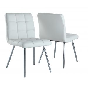 Monarch Specialties - Dining Chair, Set Of 2, Side, Upholstered, Kitchen, Dining Room, Pu Leather Look, Metal, White, Chrome, Contemporary, Modern - I-1071