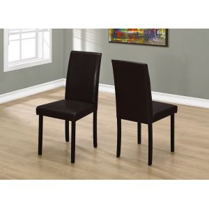 Monarch Specialties - Dining Chair, Set Of 2, Side, Upholstered, Kitchen, Dining Room, Pu Leather Look, Wood Legs, Brown, Transitional - I-1172