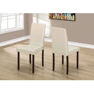 Monarch Specialties - Dining Chair, Set Of 2, Side, Upholstered, Kitchen, Dining Room, Pu Leather Look, Wood Legs, Beige, Brown, Transitional - I-1174