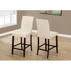 Monarch Specialties - Dining Chair, Set Of 2, Counter Height, Upholstered, Kitchen, Dining Room, Pu Leather Look, Wood Legs, Beige, Brown, Transitional - I-1903