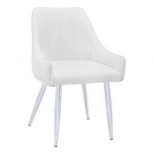 Monarch Specialties - Dining Chair, (Set of 2) Side, Upholstered, Kitchen, Dining Room, Pu Leather Look, Metal, White, Chrome, Contemporary, Modern - I-1184