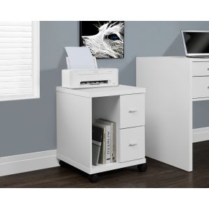 Monarch Specialties - Office, File Cabinet, Printer Cart, Rolling File Cabinet, Mobile, Storage, Work, Laminate, White, Contemporary, Modern - I-7055