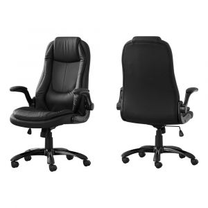 Monarch Specialties - Office Chair, Adjustable Height, Swivel, Ergonomic, Armrests, Computer Desk, Work, Metal, Pu Leather Look, Black, Contemporary, Modern - I-7277