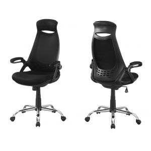 Monarch Specialties - Office Chair, Adjustable Height, Swivel, Ergonomic, Armrests, Computer Desk, Work, Metal, Mesh, Black, Chrome, Contemporary, Modern - I-7268