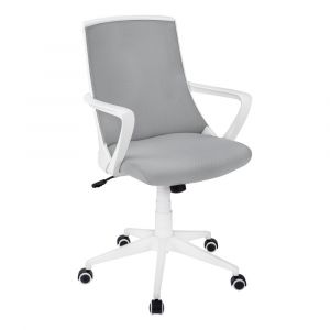 Monarch Specialties - Office Chair, Adjustable Height, Swivel, Ergonomic, Armrests, Computer Desk, Work, Metal, Mesh, White, Grey, Contemporary, Modern - I-7294