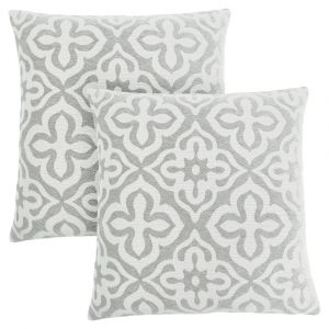 Monarch Specialties - Pillows, Set Of 2, 18 X 18 Square, Insert Included, Decorative Throw, Accent, Sofa, Couch, Bedroom, Polyester, Hypoallergenic, Grey, Modern - I-9215