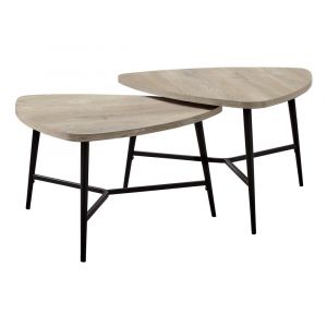Monarch Specialties - Table Set, 2Pcs Set, Coffee, End, Side, Accent, Living Room, Metal, Laminate, Beige, Black, Contemporary, Modern - I-7939P