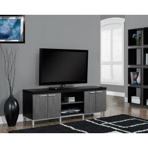 Monarch Specialties - Tv Stand, 60 Inch, Console, Media Entertainment Center, Storage Cabinet, Living Room, Bedroom, Laminate, Black, Grey, Contemporary, Modern - I-2590
