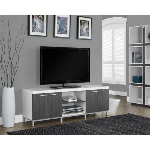 Monarch Specialties - Tv Stand, 60 Inch, Console, Media Entertainment Center, Storage Cabinet, Living Room, Bedroom, Laminate, White, Grey, Contemporary, Modern - I-2591