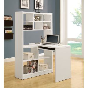 Monarch Specialties - Computer Desk, Home Office, Bookcase, Corner, Storage Shelves, Left, Right Set-Up, L Shape, Work, Laptop, Laminate, White, Contemporary, Modern - I-7022