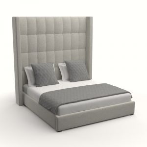 Nativa Interiors - Aylet Box Tufted Upholstered High King Grey Bed - BED-AYLET-BOX-HI-KN-PF-GREY