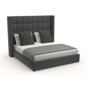 Nativa Interiors - Aylet Box Tufted Upholstered Medium Queen Charcoal Bed - BED-AYLET-BOX-MID-QN-PF-CHARCOAL