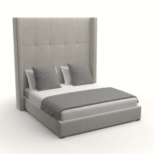 Nativa Interiors - Aylet Button Tufted Upholstered High California King Grey Bed - BED-AYLET-BTN-HI-CA-PF-GREY