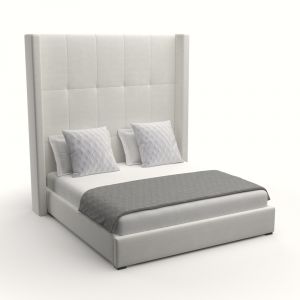 Nativa Interiors - Aylet Button Tufted Upholstered High California King Off White Bed - BED-AYLET-BTN-HI-CA-PF-WHITE
