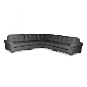 Nativa Interiors - Sylviane Buttoned Modular L-Shaped Sectional Standard Charcoal - SEC-SYLV-BTN-CL-AR6-5PC-PF-CHARCOAL