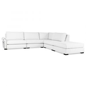 Nativa Interiors - Sylviane Modular L-Shaped Sectional Left Arm Facing with Ottoman Off White - SEC-SYLV-DP-AR2-5PC-PF-WHITE
