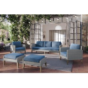 New Classic Furniture - Carezza 5 Piece Patio Set - Outdoor Sofa, 2 Outdoor Club Chairs, 2 Outdoor Ottomans-Dark Blue - G852B-5S