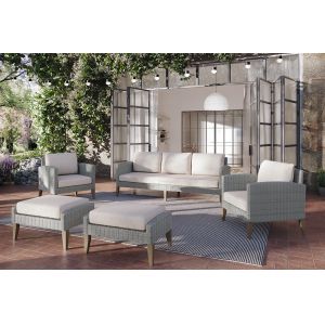 New Classic Furniture - Carezza 5 Piece Patio Set - Outdoor Sofa, 2 Outdoor Club Chairs, 2 Outdoor Ottomans- Taupe - G852G-5S