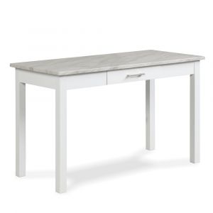 New Classic Furniture - Celeste Desk With White/Gray Faux Marble Top-White Base - T400W-90