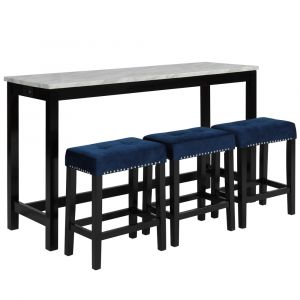 New Classic Furniture - Celeste Theater Bar Table With 3 Stools-Blue - D400-B3S-BLU