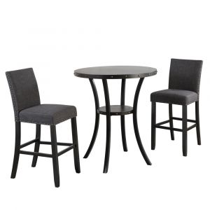 New Classic Furniture - Crispin Bar Table and 2 Stools-Granite - 40-162-B2G