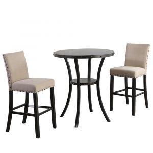 New Classic Furniture - Crispin Bar Table and 2 Stools-Natural - 40-162-B2N