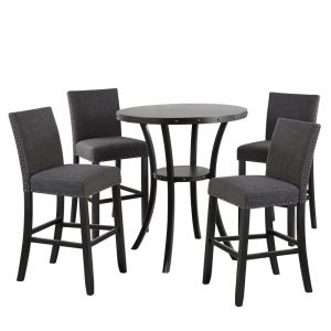 New Classic Furniture - Crispin Bar Table and 4 Stools-Granite - 45-162-B4G