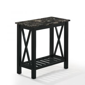 New Classic Furniture - Eden Chairside Table-Black With Faux Marble Top - T07-23-BLKMB