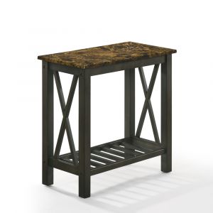 New Classic Furniture - Eden Chairside Table-Espresso With Faux Marble Top - T07-23-ESPMB