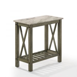 New Classic Furniture - Eden Chairside Table-Gray With Faux Marble Top - T07-23-GRYMB