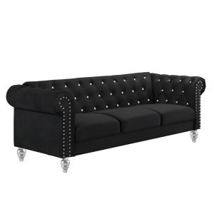New Classic Furniture - Emma Crystal Sofa-Black - UKD13-30-BLKC
