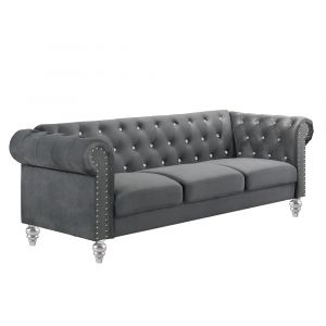 New Classic Furniture - Emma Crystal Sofa-Gray - UKD13-30-GRYC