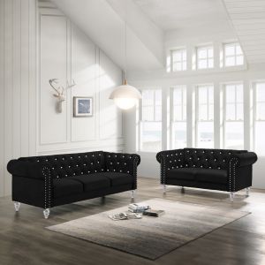 New Classic Furniture - Emma Crystal Sofa / Loveseat - Black - 20-UKD13CK-2NP
