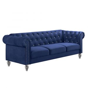 New Classic Furniture - Emma Crystal Sofa-Royal Blue - UKD13-30-BLUC