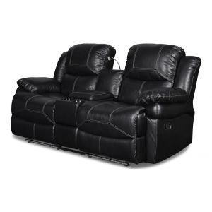 New Classic Furniture - Flynn Console Loveseat With Reading Light- Black - UC2177-25-PBK