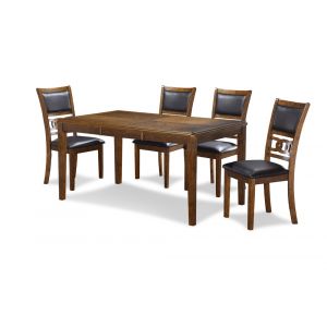 New Classic Furniture - 5-Piece Wood Rectangle Dining Set, 1 Table And 4 Chairs, 60 Inch, Brown - D1701-160-BRN